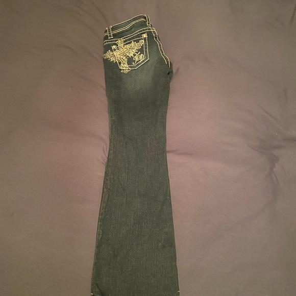 Women's Harley Davidson Jeans with Embroidered Design size 8 bootleg low rise - Picture 3 of 15